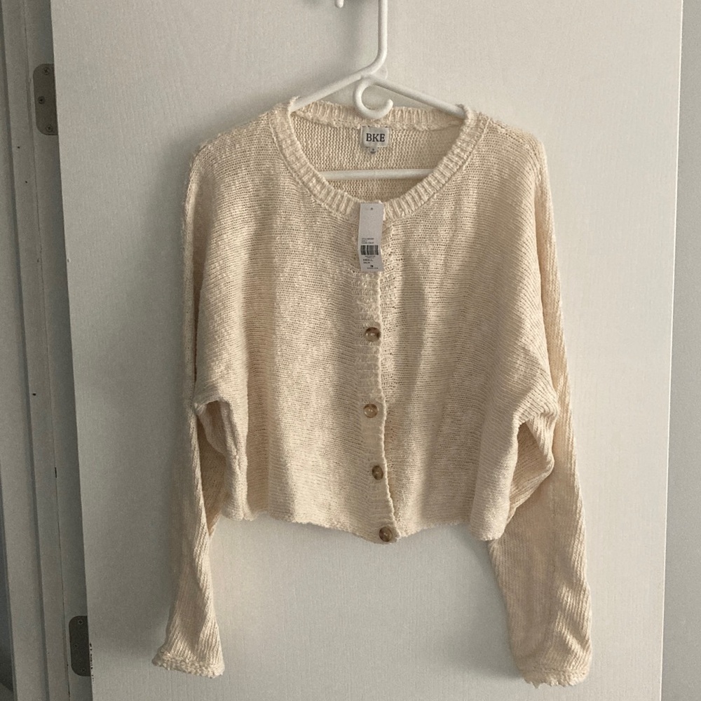 Buckle BKE Cream Knit Cardigan cropped sweater women’s Small